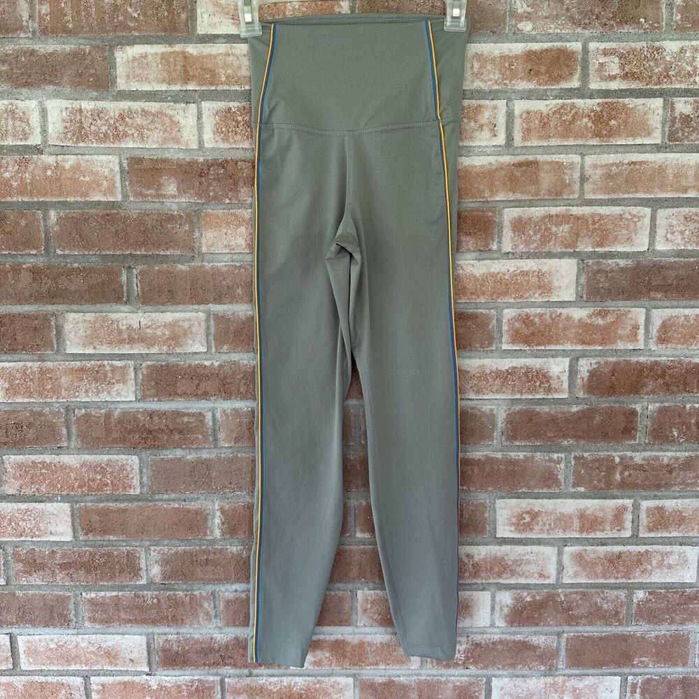 Nike Rainbow Stripe Dri Fit High Rise Yoga Leggings Gray XS
